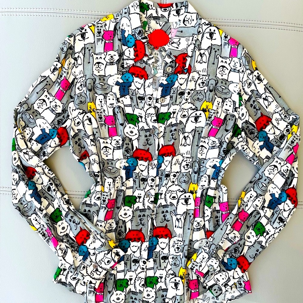 Ultra Chic Milano
99 Limited Edition
Collage Pop Art Dog Print Shirt 
Size US 6